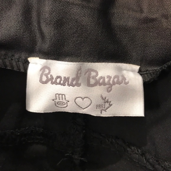 Black Vegan Leather Crinkle Pants - Picture 6 of 6